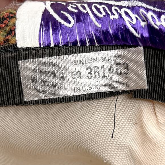 Vintage 60s Cedarbrook Orange Tapestry Derby Bucket Hat Cloche Bow Retro - Picture 3 of 9